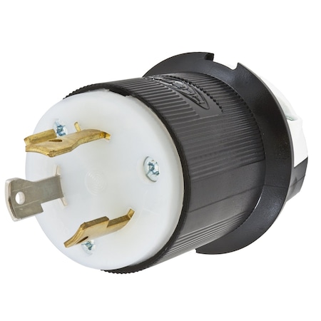 Hubbell Wiring Device-Kellems Locking Plug, L7-30P, 30 A, 277V AC, Single Phase, 2 Pole, Screw Terminals, Black, White HBL2631
